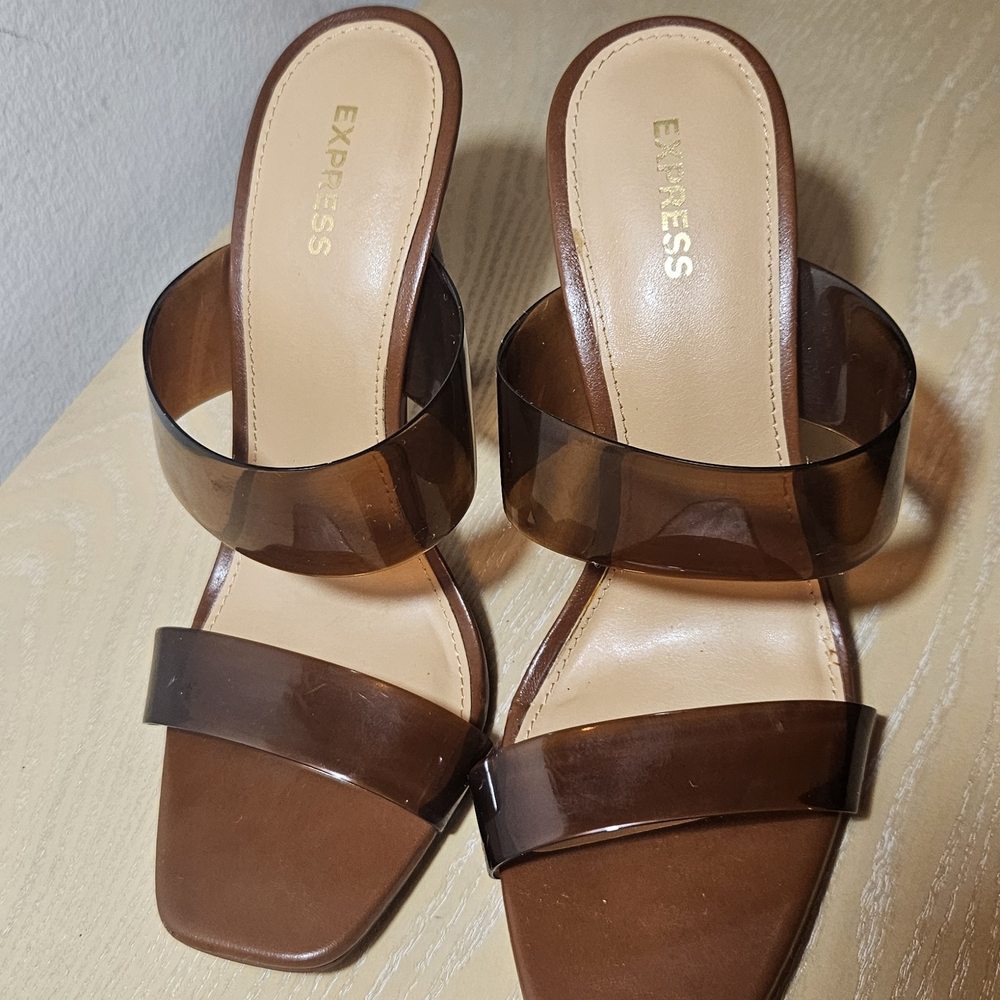 Express Brown Heeled Sandals